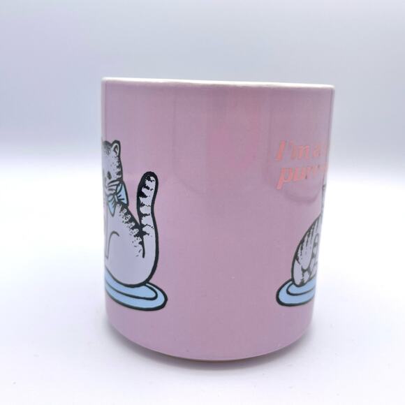 Vintage Mt Clemens Pottery Purple Cat Coffee Tea Mug "I'm a cat purr-son" - Picture 3 of 11